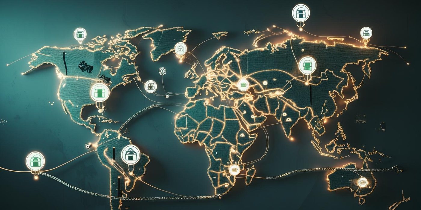 Custody points and settlement paths across a world map